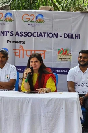 Students participating in the Y20 Chaupal organised by TSA Delhi